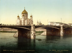 Moscow. Cathedral of Christ the Savior and the Kamenny Bridge, circa 1890