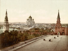 Moscow. Cathedral of Christ the Savior, view from Kremlin, circa 1890