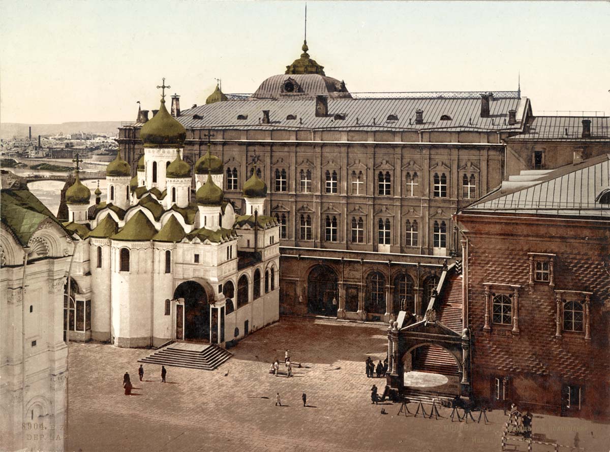 Moscow. Kremlin - Orthodox Church, palace and tower of Ivan the Great, circa 1890