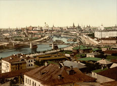 Moscow. Panorama of the city and Moscow river, circa 1890